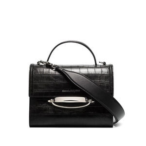 Alexander McQueen The Story Tote Bag in Black Croc Embossed Leather